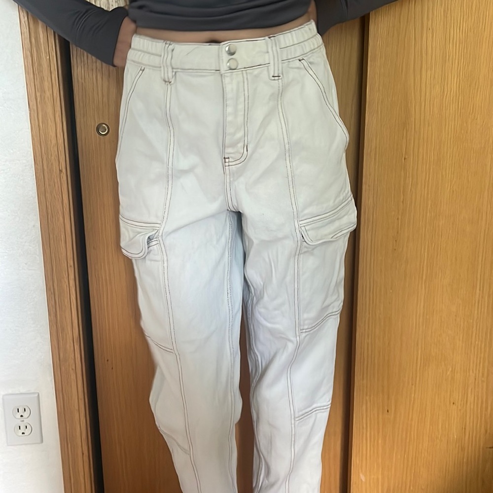 White and brown cargo pants
